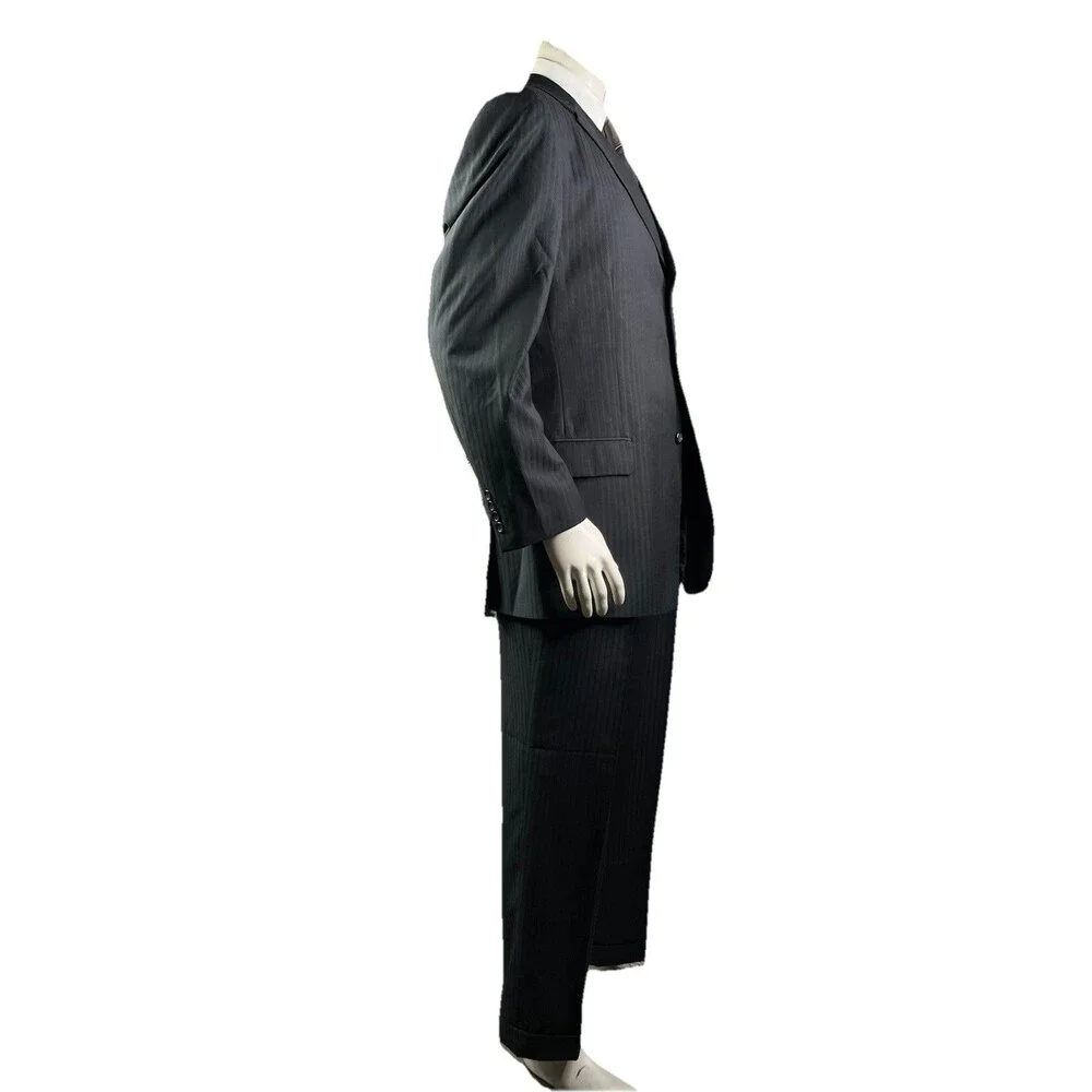 Caravelli Striped Super 150s Gray Mens 2pc Suit Jacket Pants 42R 36x30